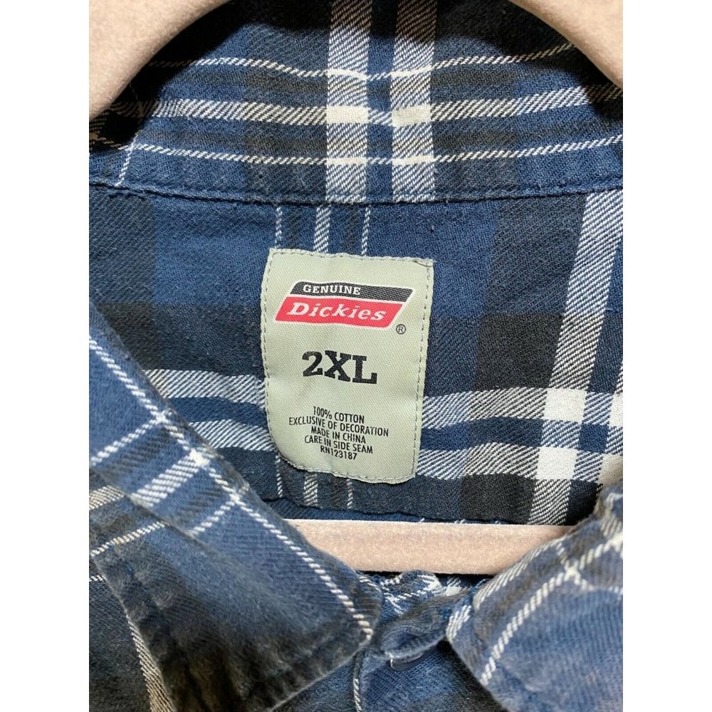 Dickies Button Up Shirt‎ Adult 2XL Blue White Black Plaid Casual Mens. - Picture 4 of 9